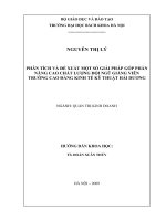 Phân tích và đề xuất một số giải pháp góp phần nâng cao chất lượng đội ngũ giảng viên của trường cao đẳng kinh tế kỹ thuật hải dương 