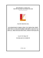 Giải pháp hoàn thiện công tác kiểm tra thuế đối với các doanh nghiệp chế biến lâm sản tại chi cục thuế huyện Hàm Yên tỉnh Tuyên Quang
