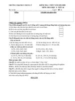 Đề kiểm tra 1 tiết HK2 môn Hóa học lớp 8 năm 2019-2020 có đáp án - TH&THCS Trung Ý