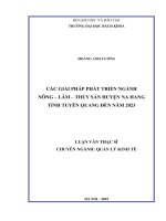 Các giải pháp phát triển ngành nông lâm thủy sản huyện Na Hang tỉnh Tuyên Quang đến năm 2023