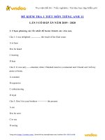 Đề kiểm tra 1 tiết lần 3 môn Tiếng Anh lớp 11 năm học 2019-2020 (Có đáp án)