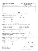 Đề kiểm tra 1 tiết HK2 môn Toán (HH) lớp 8 năm 2019-2020 có đáp án - THCS Phạm Văn Đồng