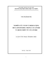 Nghiên cứu tách và định lượng Beta sitosterol trong cây Lô hội và dịch chiết từ cây Lô hội