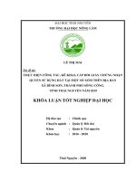 Thực hiện công tác kê khai, cấp đổi giấy chứng nhận quyền sử dụng đất tại một số xóm trên địa bàn xã bình sơn, thành phố sông công, tỉnh thái nguyên năm 2019 