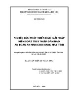 Nghiên cứu phát triển các giải pháp kiểm soát truy nhập đảm bảo an toàn an ninh cho mạng máy tính 