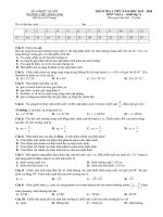 Đề kiểm tra 1 tiết HK2 môn Vật lí 11 năm 2019-2020 - Trường THPT Đông Anh