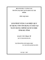 Giải pháp nâng cao hiệu quả sử dụng vốn tín dụng ƣu đãi tại ngân hàng chính sách xã hội tỉnh hà tĩnh 