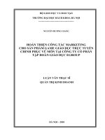 Hoàn thiện công tác marketing cho sản phẩm game giáo dục trực tuyến chinh phục vũ môn tại Công ty cổ phần tập đoàn giáo dục Egroup