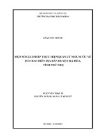 Một số giải pháp thực hiện quản lý nhà nước về đất đai trên địa bàn huyện hạ hòa, tỉnh phú thọ 