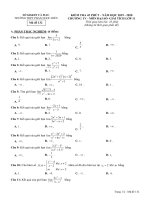 Đề kiểm tra 45 phút chương 4 môn Đại số & Giải tích 11 năm 2019-2020 có đáp án - Trường THPT Phan Ngọc Hiển