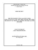 Một số giải pháp nâng cao chất lượng công tác quản lý việc thực hiện giáo dục hòa nhập trẻ khuyết tật trong các trường tiểu học tại tỉnh hòa bình 