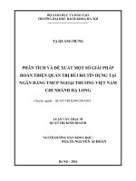 Phân tích và đề xuất một số giải pháp hoàn thiện quản trị rủi ro tín dụng tại ngân hàng TMCP ngoại thương việt nam chi nhánh hạ long 