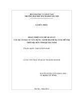 Hoàn thiện cơ chế quản lý các dự án đầu tư xây dựng kinh doanh hạ tầng đô thị trên địa bàn tỉnh quảng ninh 