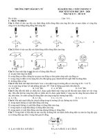 Đề kiểm tra 1 tiết chương 5 môn Vật lí 11 năm 2019-2020 - Trường THPT Đào Duy Từ