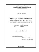 Nghiên cứu năng lực cạnh tranh của ngành đường mía việt nam trong điều kiện hội nhập kinh tế 