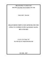 Hoạch định chiến lược kinh doanh cho công ty cổ phần nước sạch bắc giang đến năm 2023 