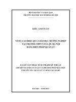 Nâng cao hiệu quả giáo dục hướng nghiệp tại trường THPT tân lập hà nội bằng biện pháp quản lý 