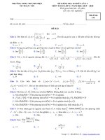 Đề kiểm tra 45 phút lần 4 môn Toán 11 năm 2019-2020 có đáp án - Trường THPT Thanh Miện