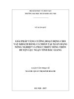 Giải pháp tăng cường hoạt động cho vay khách hàng cá nhân tại Ngân hàng Nông nghiệp và Phát triển nông thôn huyện Lục Ngạn tỉnh Bắc Giang