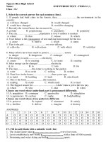 Bộ 4 đề kiểm tra 1 tiết HK2 môn Tiếng Anh 11 năm 2019-2020 - Trường THPT Nguyễn Hiền