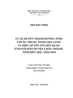 Tỷ lệ huyết thanh dương tính với ấu trùng Toxocara canis và một số yếu tố liên quan ở người dân huyện Châu Thành, tỉnh Bến Tre, năm 2019