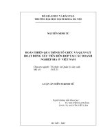 Hoàn thiện quá trình tổ chức và quản lý hoạt động xúc tiến hỗn hợp tại các doanh nghiệp bia ở việt nam 