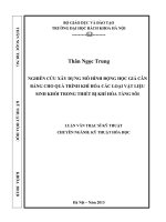 Nghiên cứu xây dựng mô hình động học giả cân bằng cho quá trình khí hóa các loại vật liệu sinh khối trong thiết bị khí hóa tầng sôi 