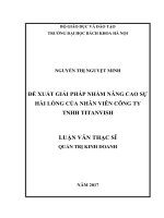 Đề xuất giải pháp nhằm nâng cao sự hài lòng của nhân viên công ty TNHH titanvish 