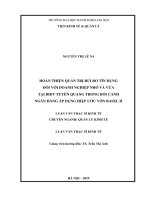 Hoàn thiện quản trị rủi ro tín dụng đối với doanh nghiệp nhỏ và vừa tại bidv tuyên quang trong bối cảnh ngân hàng áp dụng hiệp ước vốn basel ii 