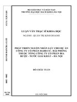 Phát triển nguồn nhân lực cho dự án xây dựng công ty cổ phần habeco hải phòng thuộc tổng công ty cổ phần bia rượu nước giải khát hà nội 