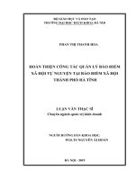 Hoàn thiện công tác quản lý bảo hiểm xã hội tự nguyện tại bảo hiểm xã hội thành phố hà tĩnh 