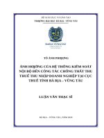 Ảnh hưởng của hệ thống kiểm soát nội bộ đến công tác chống thất thu thuế thu nhập doanh nghiệp tại cục thuế tỉnh bà rịa vũng   tàu 