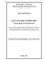 Hoàn thiện công tác kiểm soát chi ngân sách nhà nước của kho bạc nhà nước hà nội 