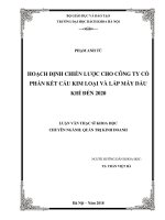 Hoạch định chiến lược cho công ty cổ phần kết cấu kim loại và lắp máy dầu khí đến 2020 