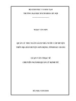 Quản lý thu ngân sách nhà nước cấp huyện trên địa bàn huyện sơn động tỉnh bắc giang 