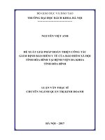 Đề xuất giải pháp hoàn thiện công tác giám định bảo hiểm y tế của bảo hiểm xã hội tỉnh hòa bình tại bệnh viện đa khoa tỉnh hòa bình 