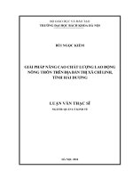 Giải pháp nâng cao chất lượng lao động nông thôn trên địa bàn thị xã chí linh tỉnh hải dương 