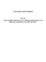 SKKN một số biện pháp quản lý, chỉ đạo nhằm nâng cao hiệu quả sinh hoạt tổ chuyên môn bậc THPT 