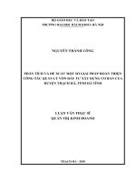 Phân tích và đề xuất một số giải pháp hoàn thiện công tác quản lý vốn đầu tư xây dựng cơ bản của huyện thạch hà tỉnh hà tĩnh 