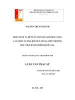 Phân tích và đề xuất một số giải pháp nâng cao chất lượng đội ngũ giảng viên trường học viện hành chính quốc gia 