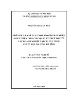 Phân tích và đề xuất một số giải pháp nhằm hoàn thiện công tác quản lý thuế đối với các doanh nghiệp tại chi cục thuế huyện lộc hà tỉnh hà tĩnh 