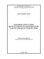 Giải pháp tăng cường quản lý chi ngân sách Nhà nước tại Cục Hải quan tỉnh Hà Tĩnh