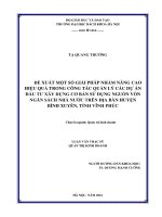Đề xuất một số giải pháp nhằm nâng cao hiệu quả trong công tác quản lý các dự án đầu tư xây dựng cơ bản sử dụng nguồn vốn ngân sách nhà nước 