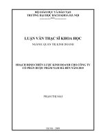 Hoạch định chiến lược kinh doanh cho công ty cổ phần dược phẩm nam hà đến năm 2015 