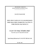 Phân tích và đề xuất các giải pháp hoàn thiện hoạt động marketing tại công ty TNHH thương mại thăng uy 