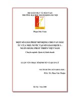 Một số giải pháp mở rộng cho vay đầu tư của nhà nước tại sở giao dịch i ngân hàng phát triển việt nam 