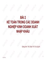 Bài giảng Kế toán doanh nghiệp thương mại: Bài 2 - ThS. Đoàn Thị Trúc Quỳnh