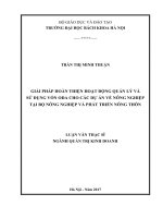 Giải pháp hoàn thiện hoạt động quản lý và sử dụng vốn ODA cho các dự án về nông nghiệp tại bộ nông nghiệp và phát triển nông thôn 