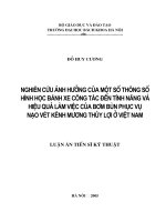 Nghiên cứu ảnh hưởng của một số thông số hình học bánh xe công tác đến tính năng và hiệu quả làm việc của bơm bùn phục vụ nạo vét kênh mương thuỷ lợi ở việt nam 
