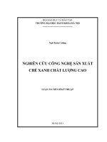 Nghiên cứu công nghệ sản xuất chè xanh chất lượng cao 
